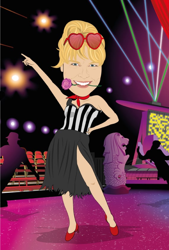 solo caricature with singapore background
