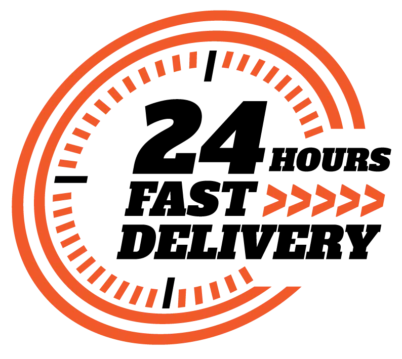 A 24 hours fast delivery logo. Comitting 24 hours express turnaround.