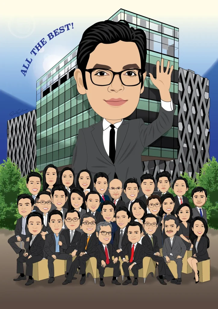 group caricatures from farewell-gift.com