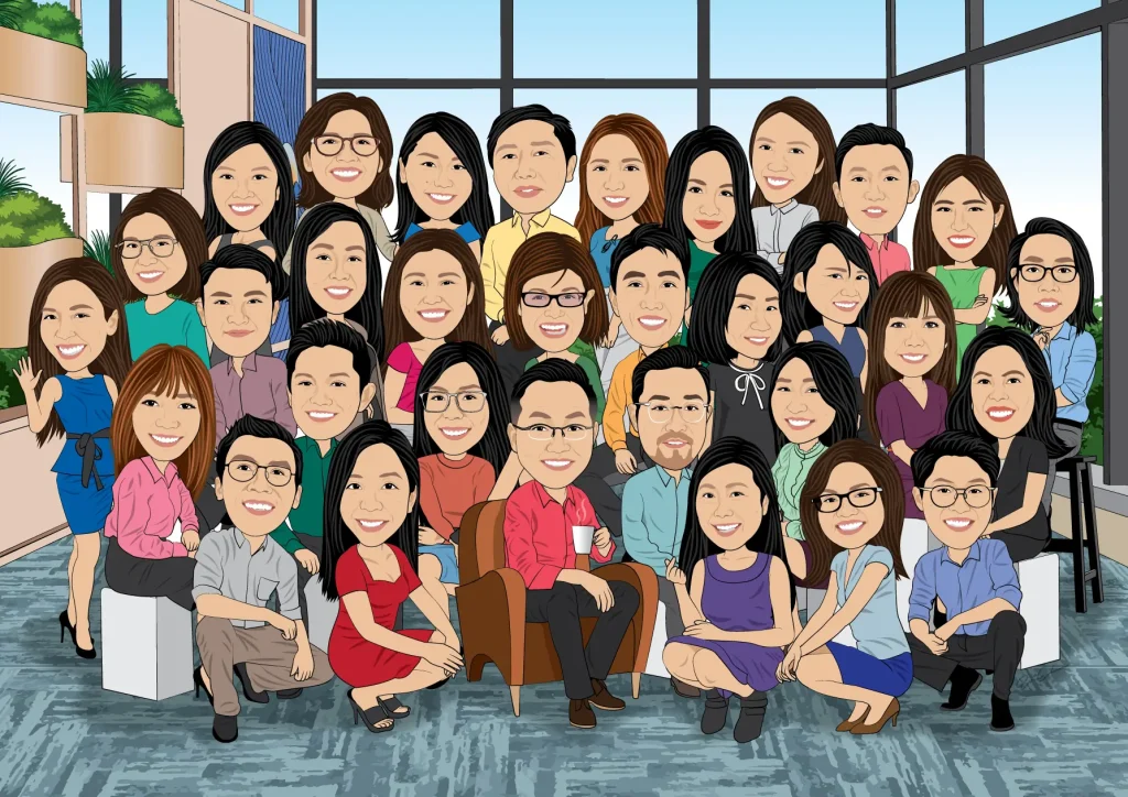 group caricatures for farewell gift singapore