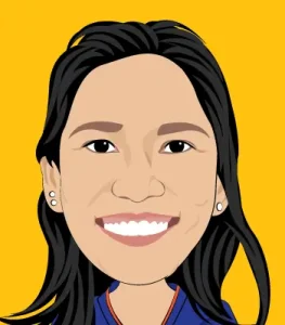 Singapore caricature artist hand-drawn portrait of smiling woman