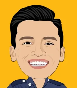 Custom caricature illustration of Asian male with charming appeal
