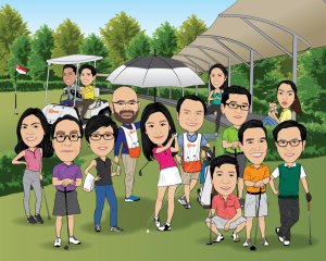 Funny Farewell Gift Caricature Singapore Team