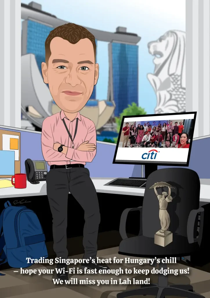 solo caricature in workplace background