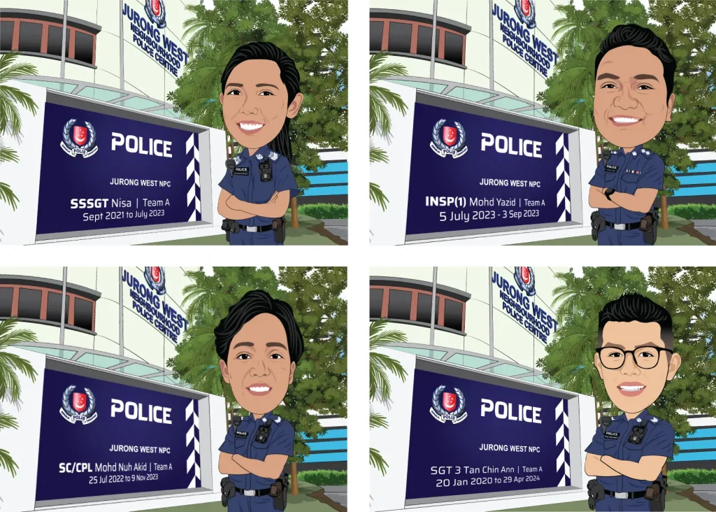 Custom caricature template with exclusive company background for reusable staff appreciation