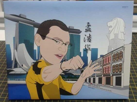 one of the best farewell gift ideas for colleagues singapore with a caricature canvas print.